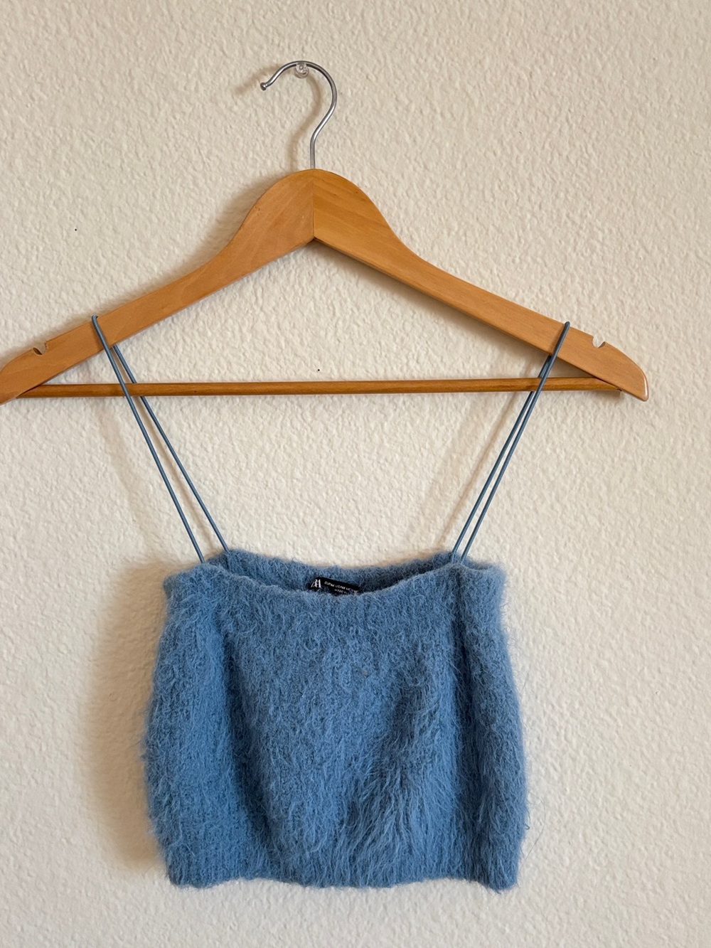 Zara fuzzy crop tank top Strappy size small